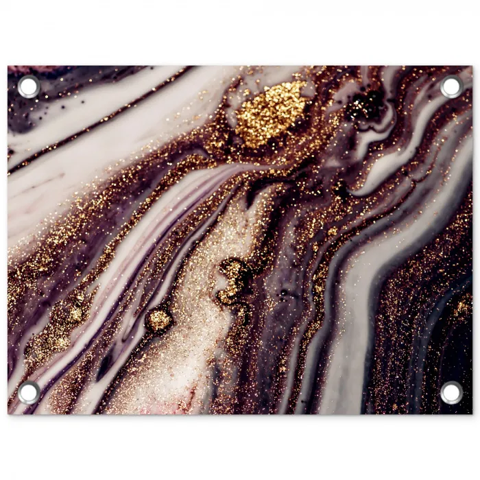 Marmer - Roze - Goud - Glitter - Marmerlook tuinposter los doek klein -3d