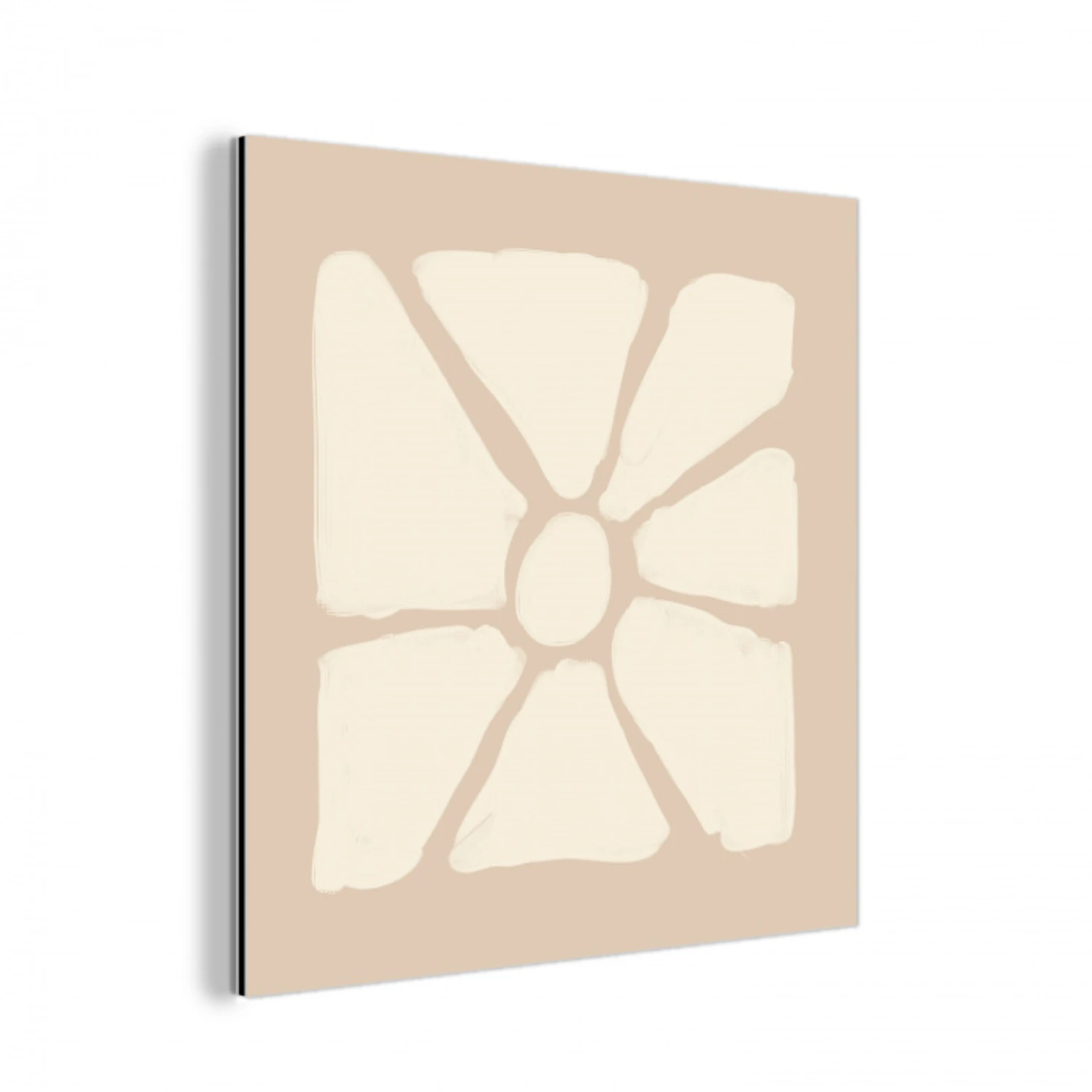 Bloemen - Pastel - Beige - Kunst aluminium wit klein -3d