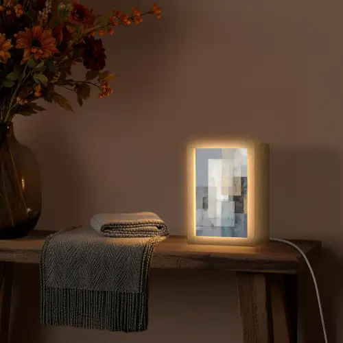 Rechthoeken - Abstract - Blauw Light Box met kabel (Tafellamp) klein -sfeer4
