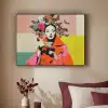 Retro - Vrouw - Kopje - Vlinders Textielframe zwart klein -sfeer1