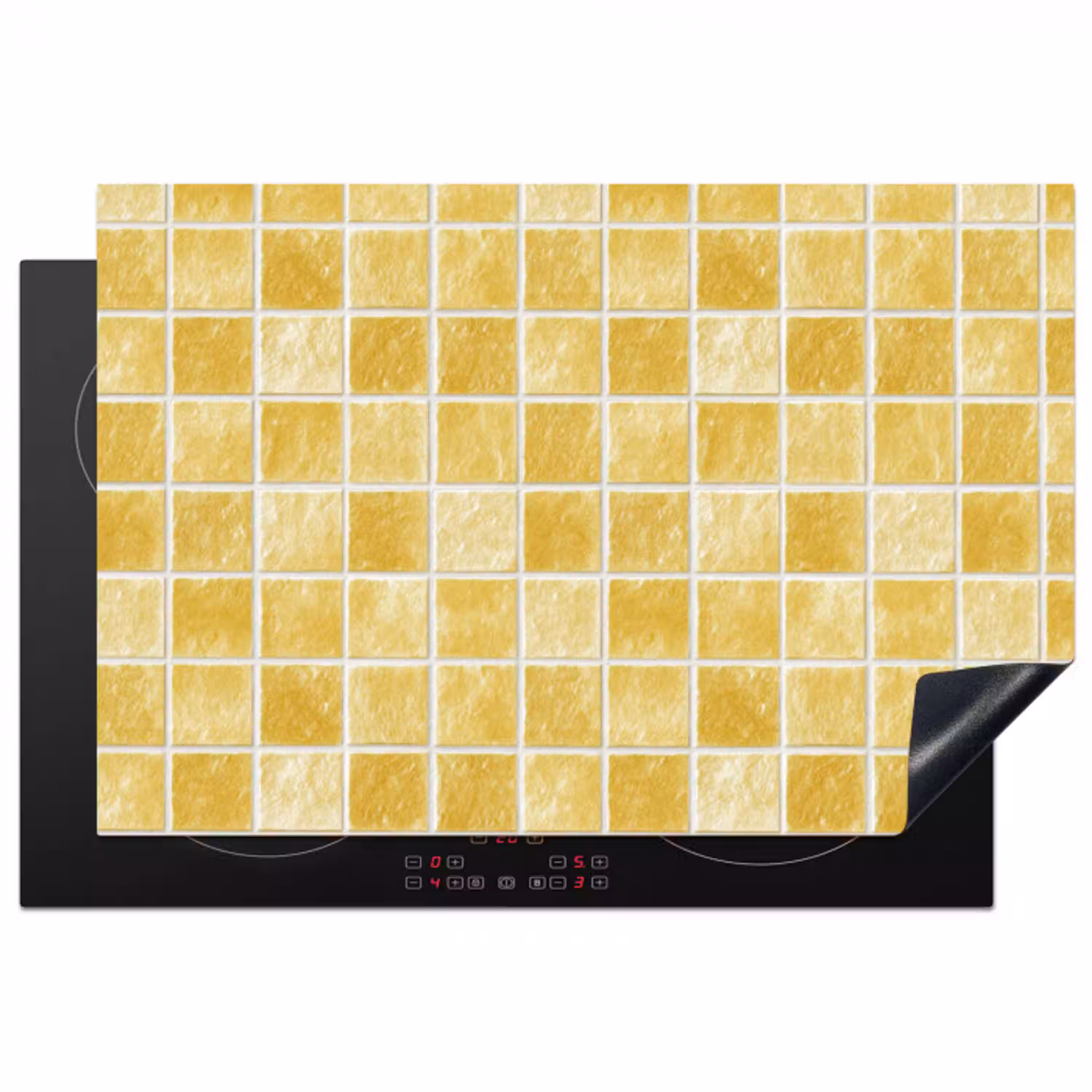Tegels - Mozaïek - Textuur - Goudgeel Inductie beschermer vinyl 3mm klein 276 -3d