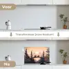 Beren - Bomen - Landschap - Zonsondergang keuken achterwand spatscherm klein -voor_na_NL