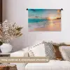 Zonsondergang - Strand - Zee - Zomer - Blauw Wandkleed katoen klein -sfeer1