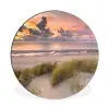 Zonsondergang - Duin - Strand - Planten - Zee Wandcirkel aluminium klein -3d