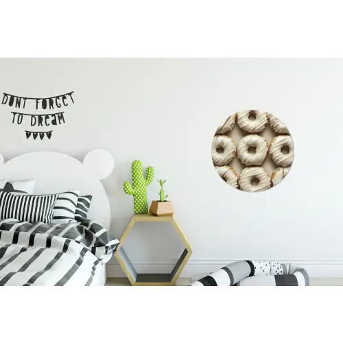 Donuts - Chocolade - Wit - Beige Wandcirkel aluminium klein -kinderkamer