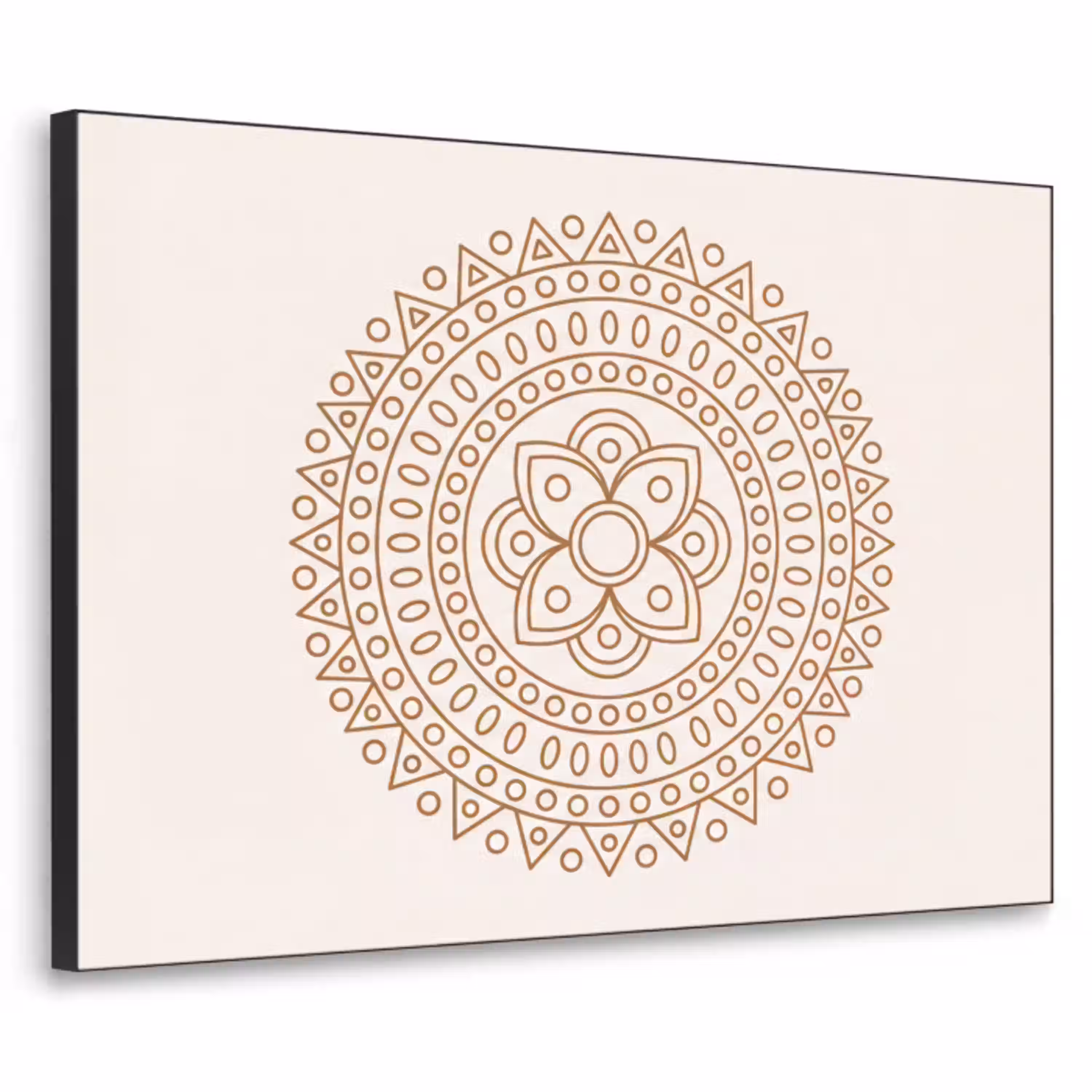 Mandala - Geometrisch - Abstract - Oosters - Bruin Textielframe zwart klein -3d