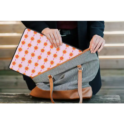 Zon - Motief - Roze laptophoes neopreen klein 279 -tas