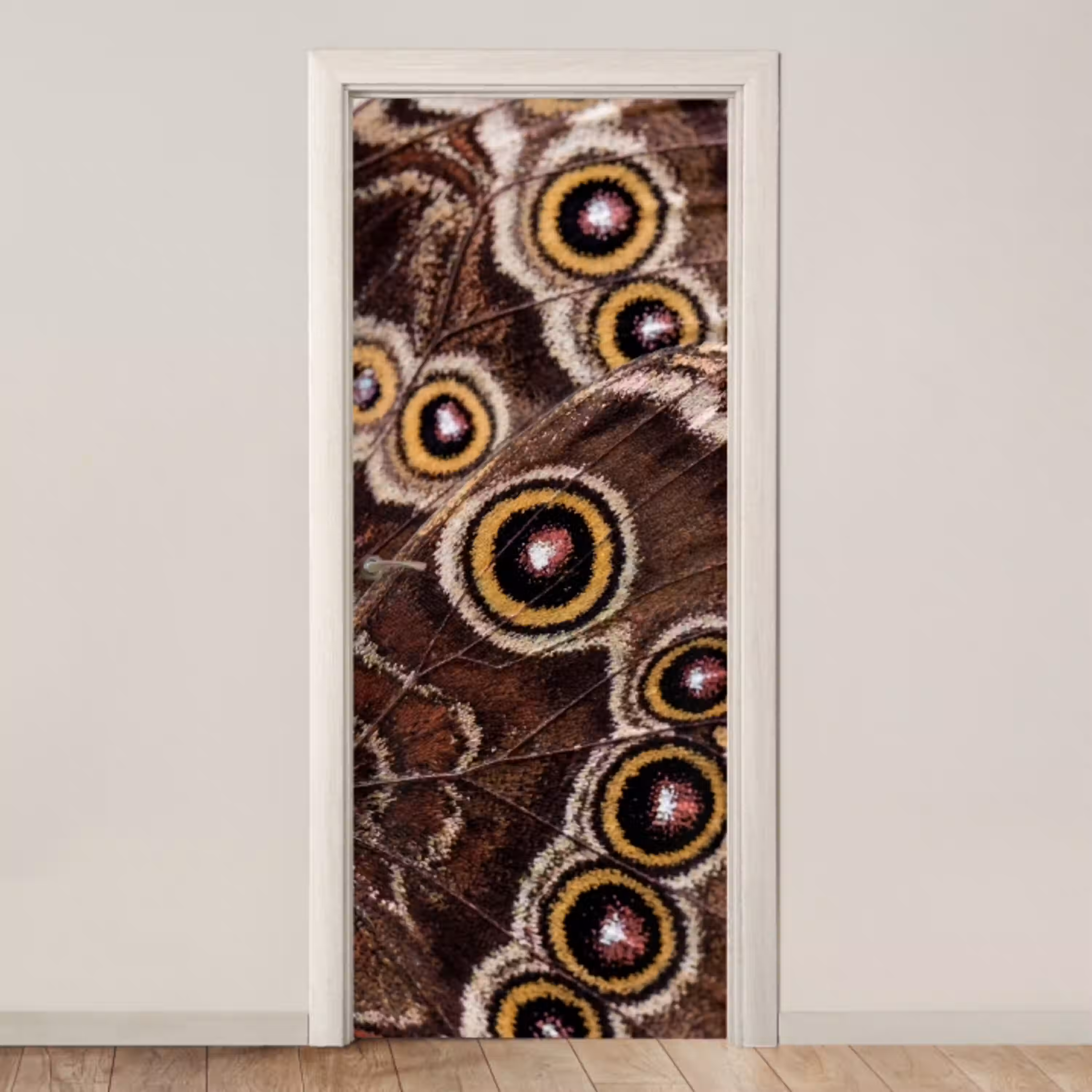 Vlinder - Vleugel - Abstract deurposter klein -3d_beige