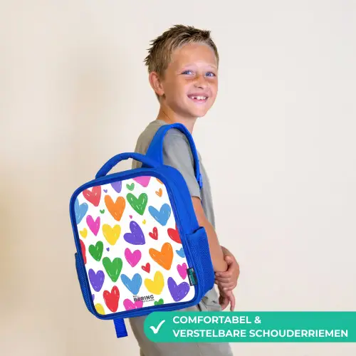 Gekleurde hartjes Kinderrugzak - Blauw middel -sfeer3_NL