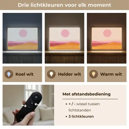 Heuvels - Oranje - Zon - Abstract Light Box met batterij (Wandlamp) middel -USP_lichtkleurNL