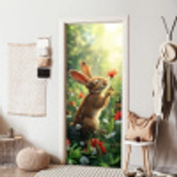 Konijn - Dieren - Bloemen - Natuur deurposter klein -sfeer6