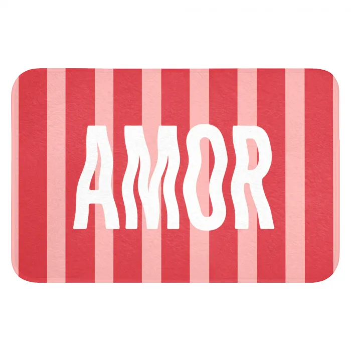 Amor - Strepen - Rood - Roze Badmat klein -3d