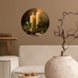 Kaarslicht - Kerst - Veelkleurig Wandcirkel behangsticker klein -sfeer1