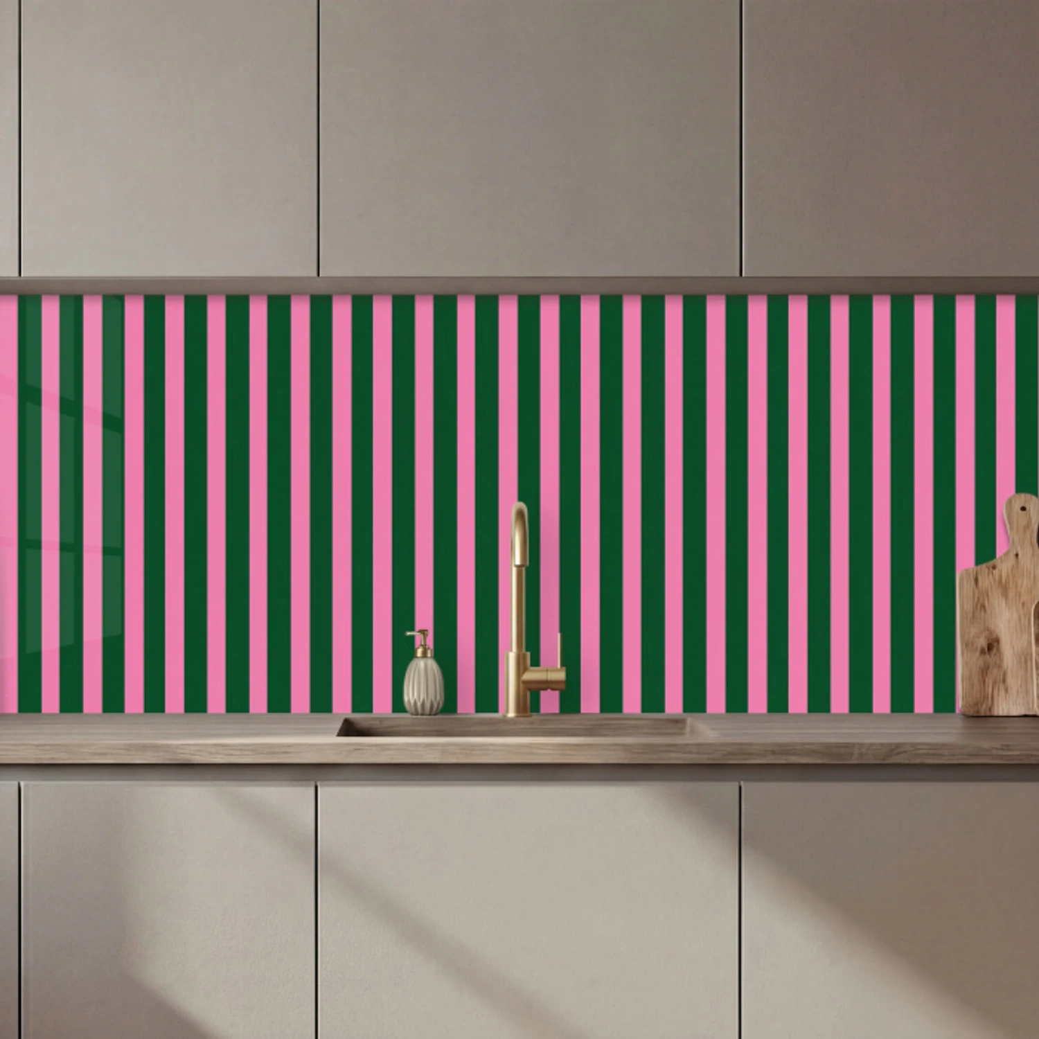 Verticale strepen - Groen - Roze keuken achterwand 2 middel 871 zz_3dshopping