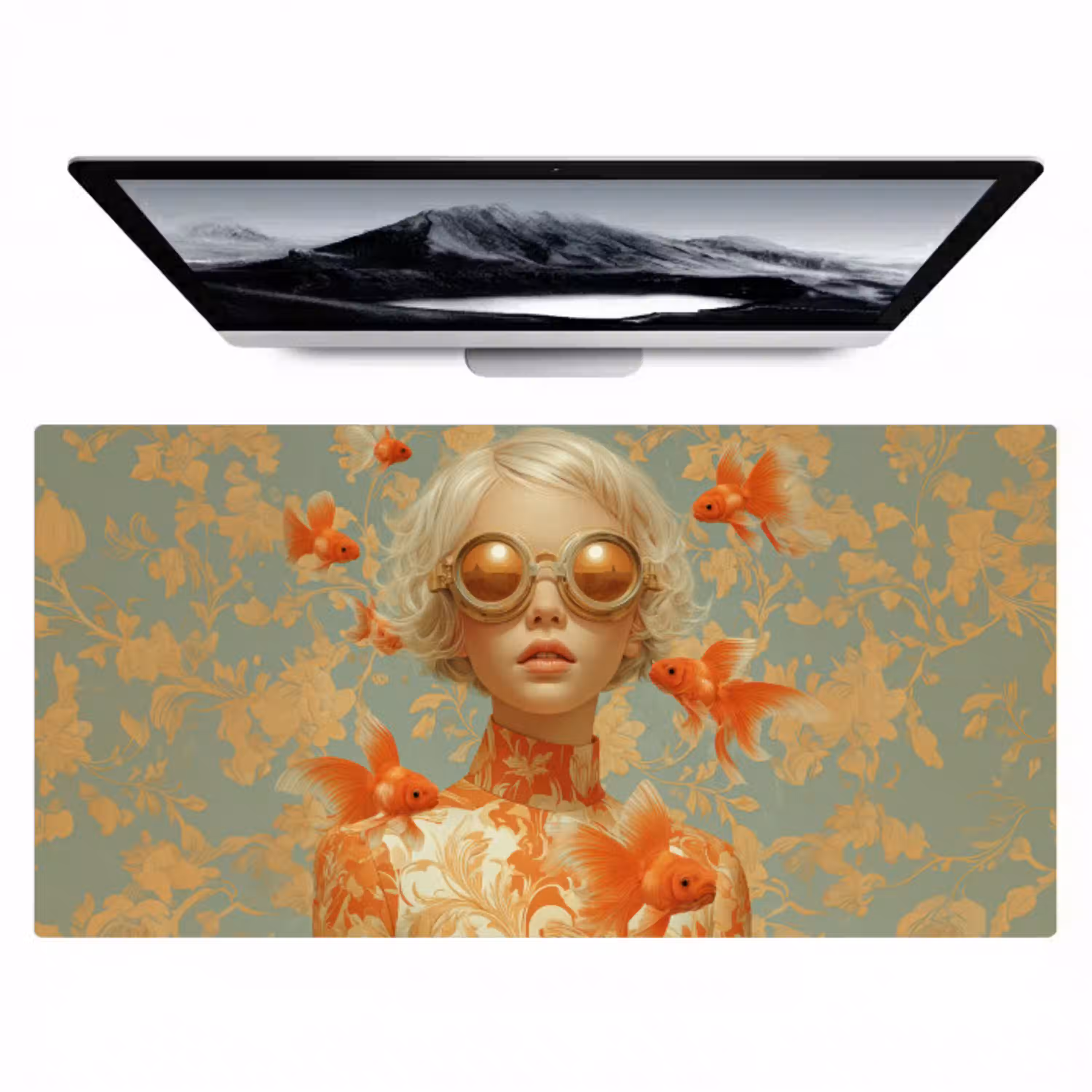 Goudvissen - Oranje - Vrouw - Blond Muismat XXL klein -zzz3d