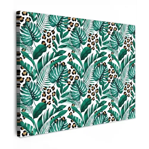 Panterprint - Bladeren - Jungle Tuinposter op houten frame 2 cm dik klein -3d