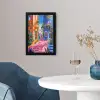 Geel - Blauw - Oranje - Huis fotolijst zwart zonder passe partout klein -sfeer4