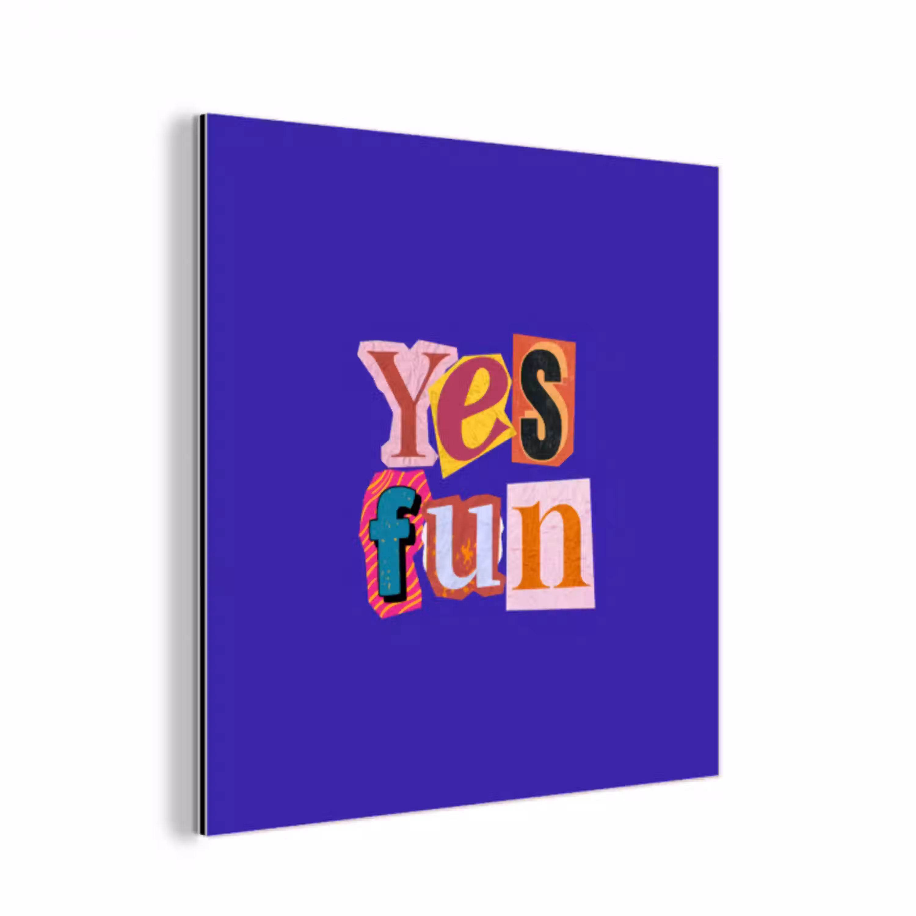 Yes fun - Kleurrijk - Collage-stijl aluminium wit klein -3d