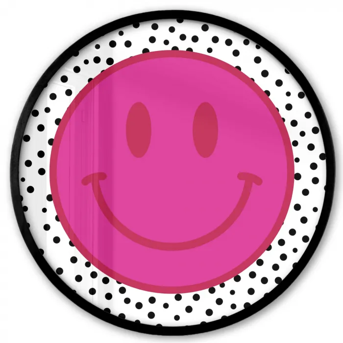 Smiley - Roze - Stippen Fotolijst rond zonder passe partout klein -3d