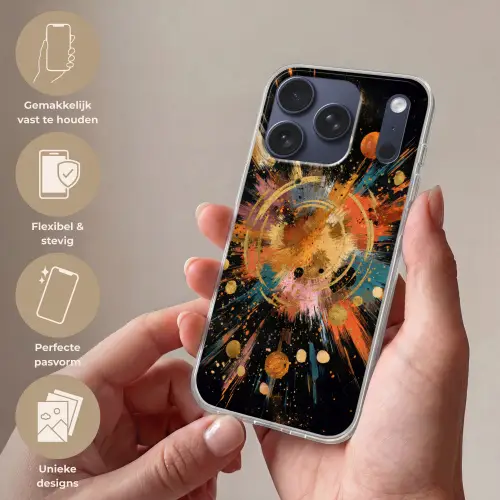 Explosie - Verfstructuur - Goud - Abstract Telefoonhoesje iPhone 17 Pro klein -sfeer3_NL