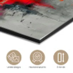 Moderne kunst - Oranje - Grijs - Abstract aluminium wit klein -closeup_NL