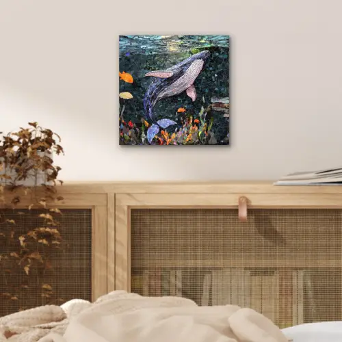 Mozaïek - Walvis - Koraal - Water aluminium wit klein -sfeer3