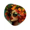 Vrouw - Sinaasappel - Bessen - Oranje Wandcirkel Organisch Forex 3mm klein -3d