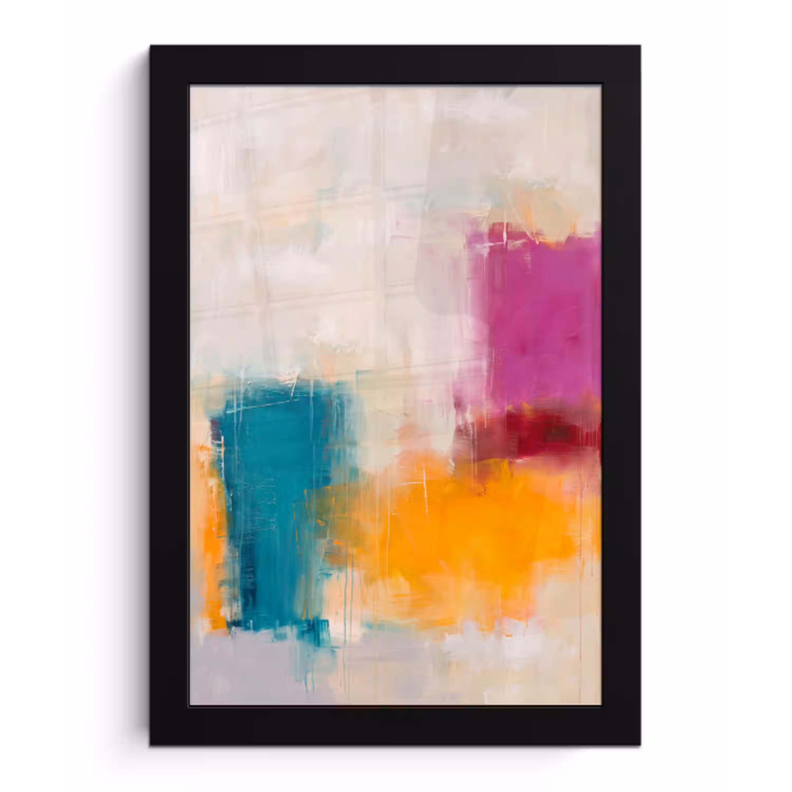 Abstract - Kleurrijk - Modern - Kunst - Oranje fotolijst zwart zonder passe partout klein -3d