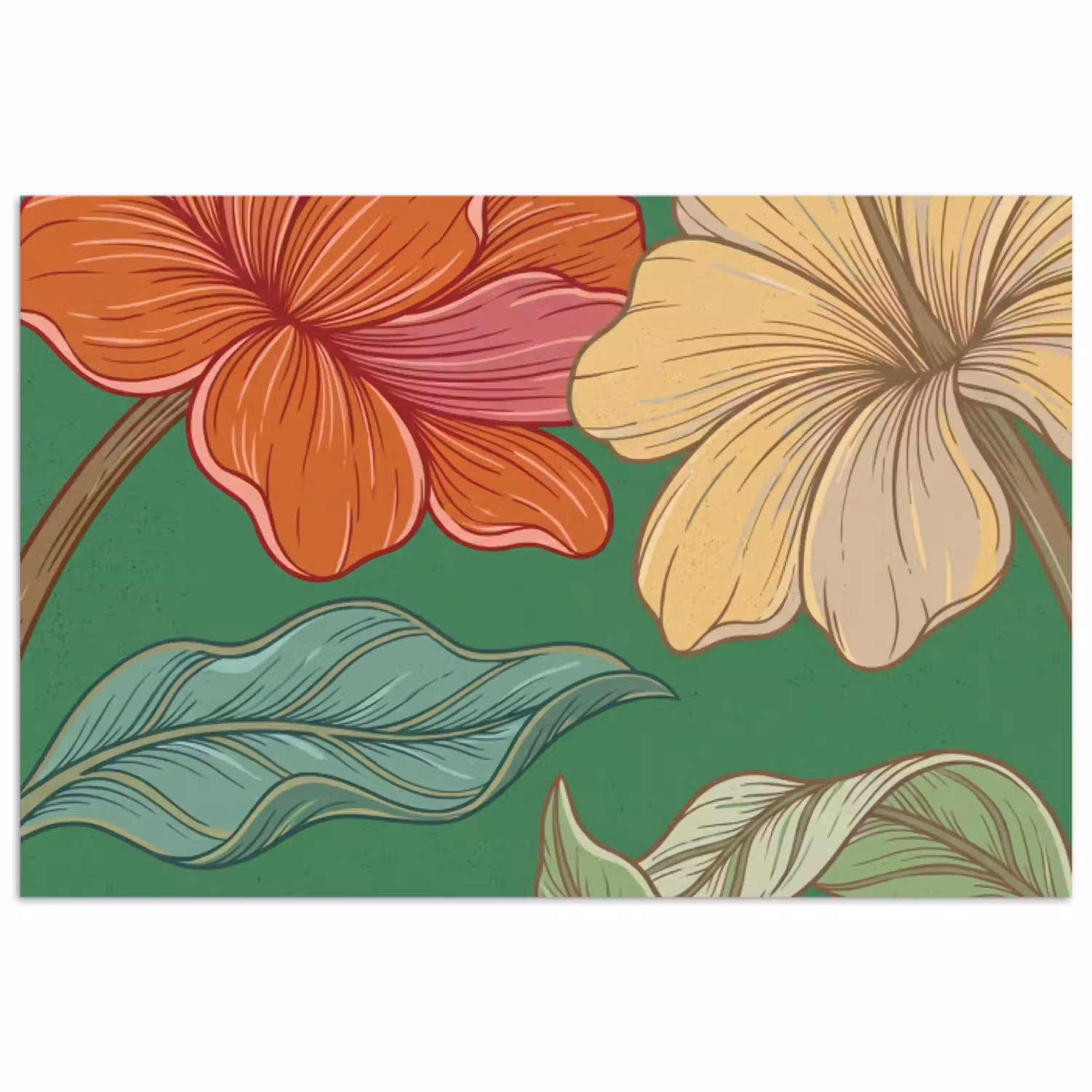 Bloemen - Groen - Illustratie poster papier klein -3d