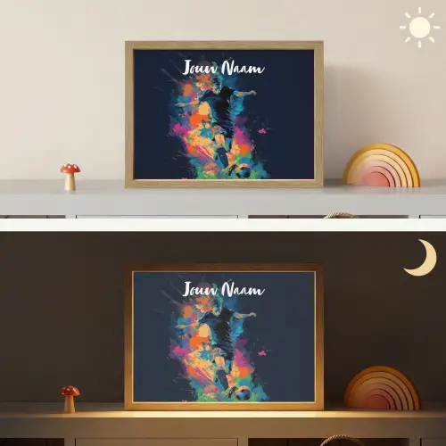 Neon - Voetballer - Kleurrijk Light Box met batterij (Wandlamp kind) middel -sfeer3_kind