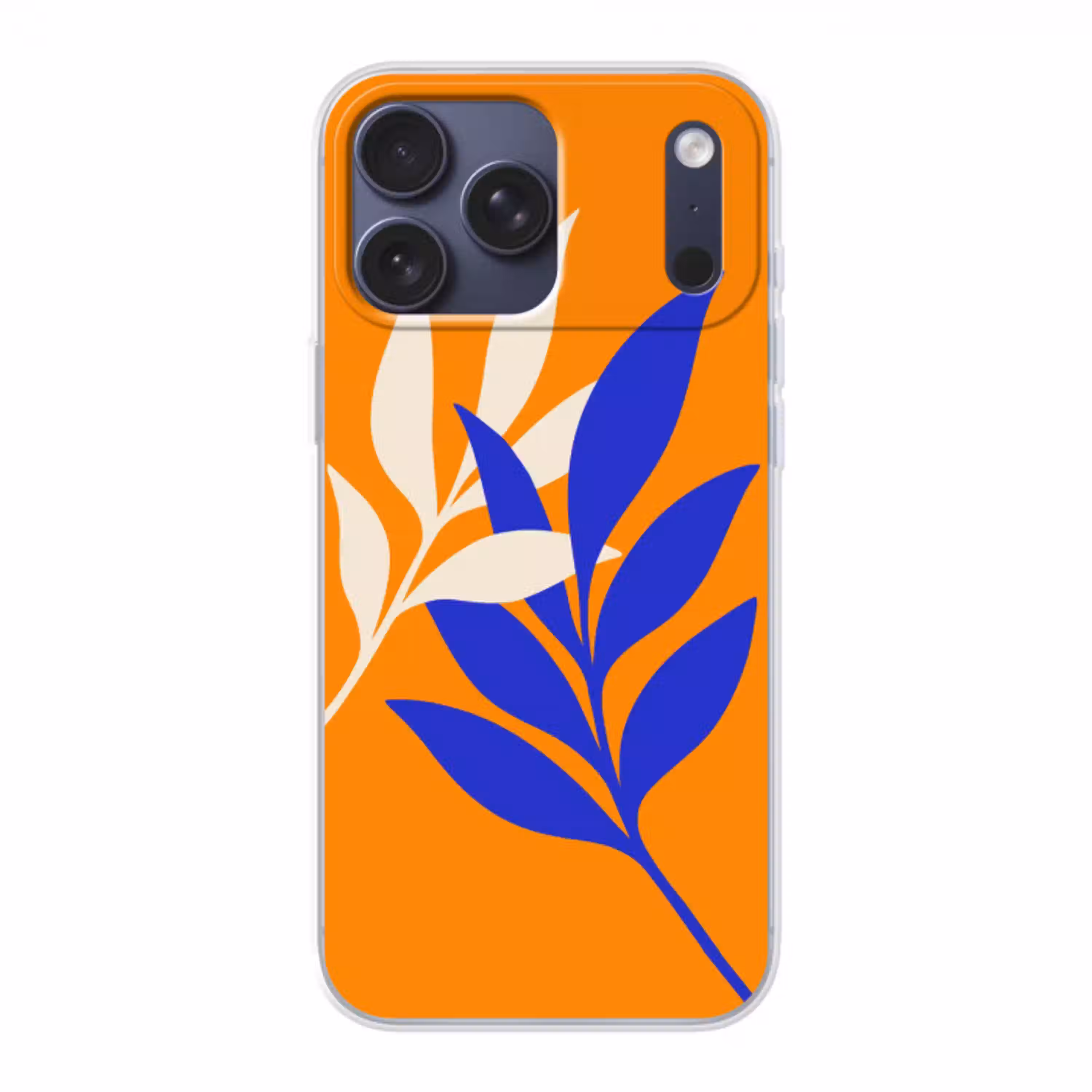 Takken - Bladeren - Minimalistisch - Blauw Telefoonhoesje iPhone 17 Pro Max klein -3d