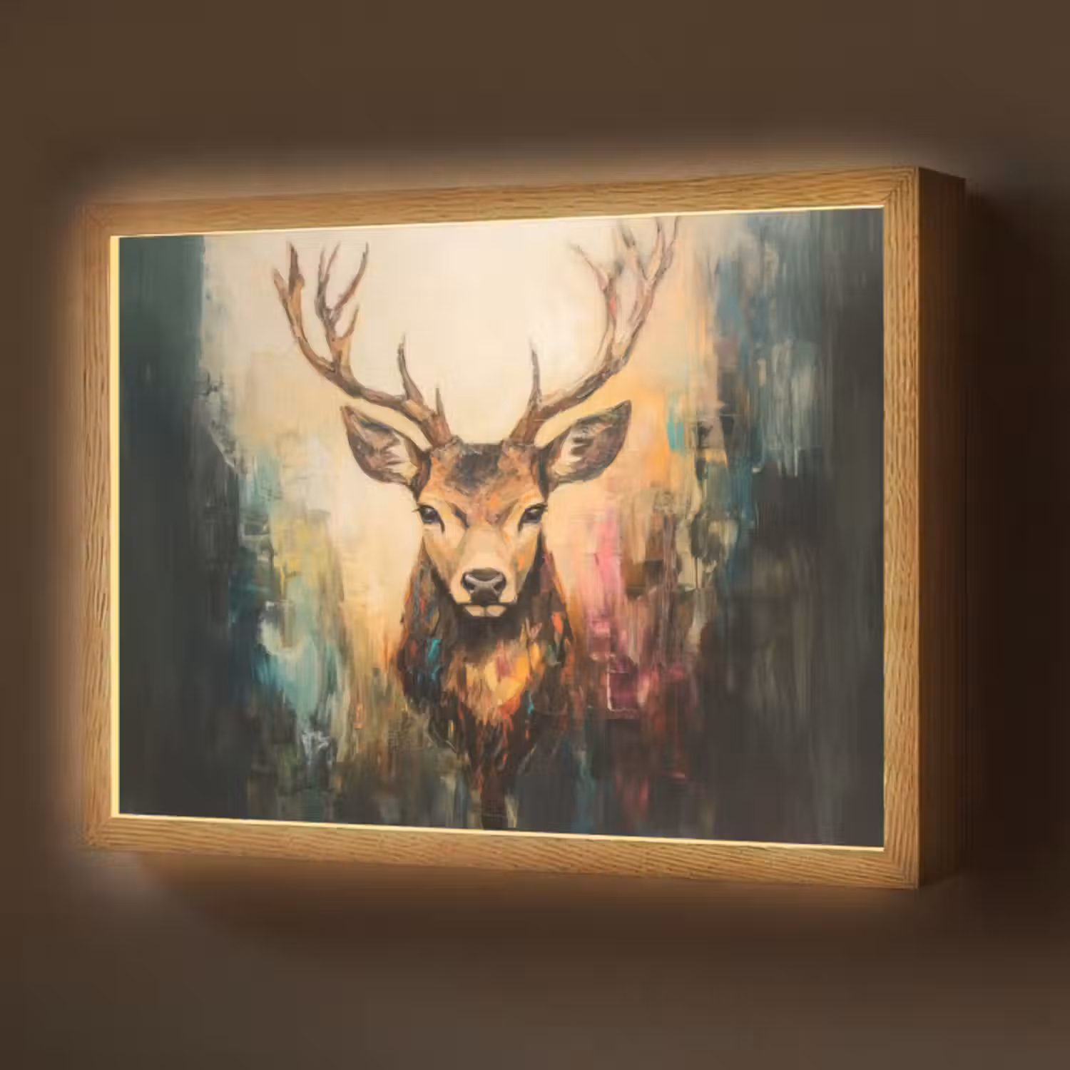 Lightbox - Wandlamp - Hert - Geverfd - Gewei - Bruin