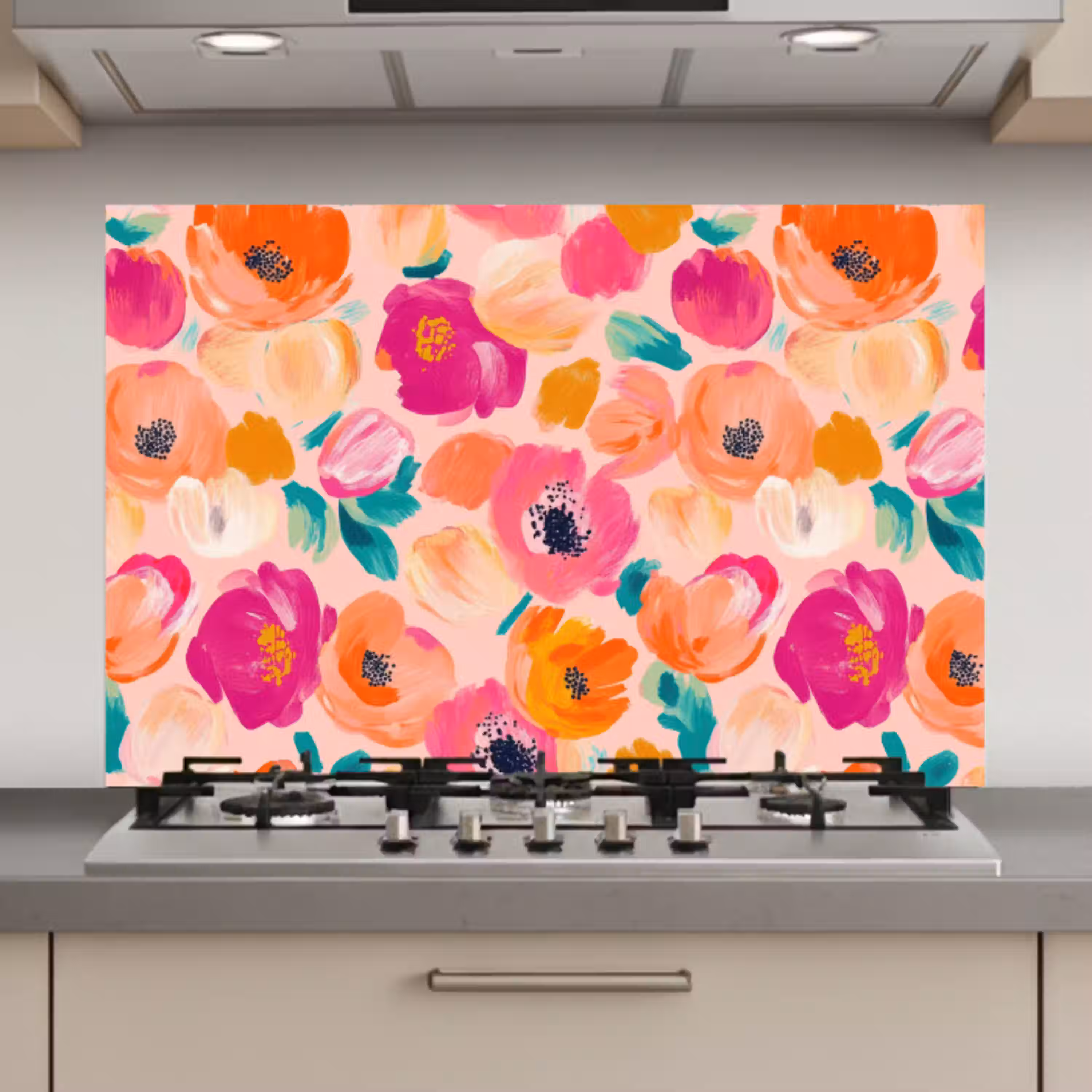 Bloesems - Vrolijk - Kleurrijk keuken achterwand spatscherm klein 900 -3d_website