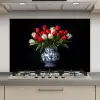 Rode - Bloemen - Tulpen - Vaas keuken achterwand spatscherm klein -3d_website