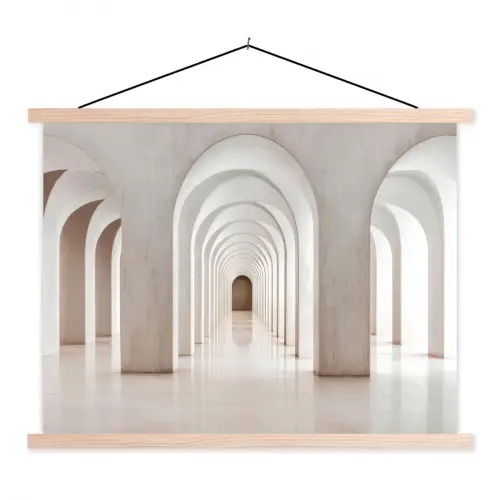 Hal - Bogen - Symmetrisch - Modern textielposter latten blank klein -3d