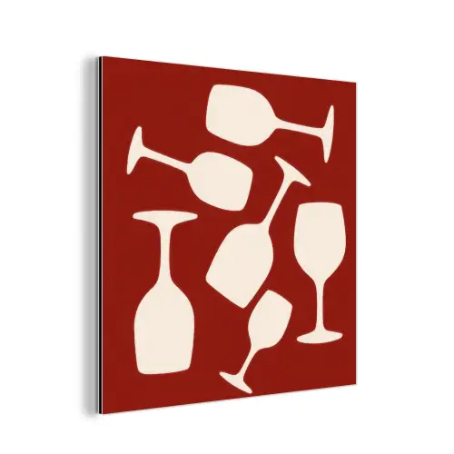 Wijnglazen - Silhouetten - Wit aluminium wit klein -3d