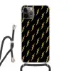Bliksemschicht - Geel - Zwart Hoesje iPhone 12 Pro met koord klein -3d