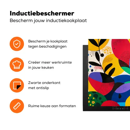 Vormen - Stippen - Kleurrijk Inductie beschermer vinyl 3mm klein -zzzzzzz-td-ups