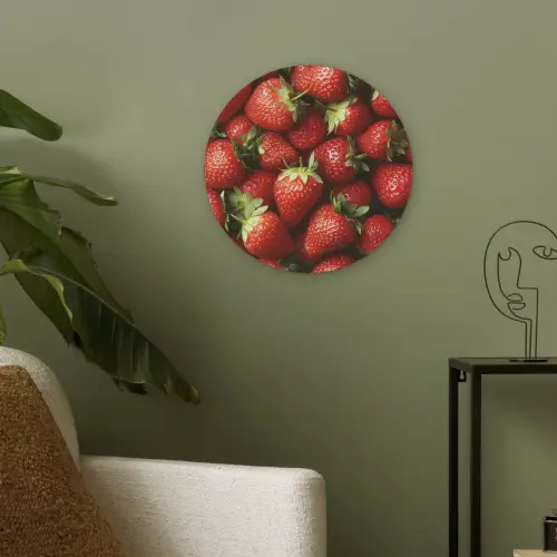 Aardbei - Fruit - Rood Akoestische PET Vilt - Rond klein -sfeer2