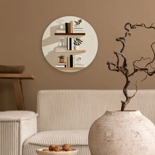 Plankjes - Boeken - Vaasjes - Planten Wandcirkel kunststof plaat 5mm dik klein -sfeer1