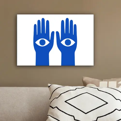 Handen - Twee - Ogen - Blauw canvas 2cm klein -sfeer3