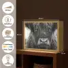 Schotse hooglander - Zwart - Wit - Sneeuwvlokken Light Box met batterij (Wandlamp) middel -USP_websiteoverzichtNL