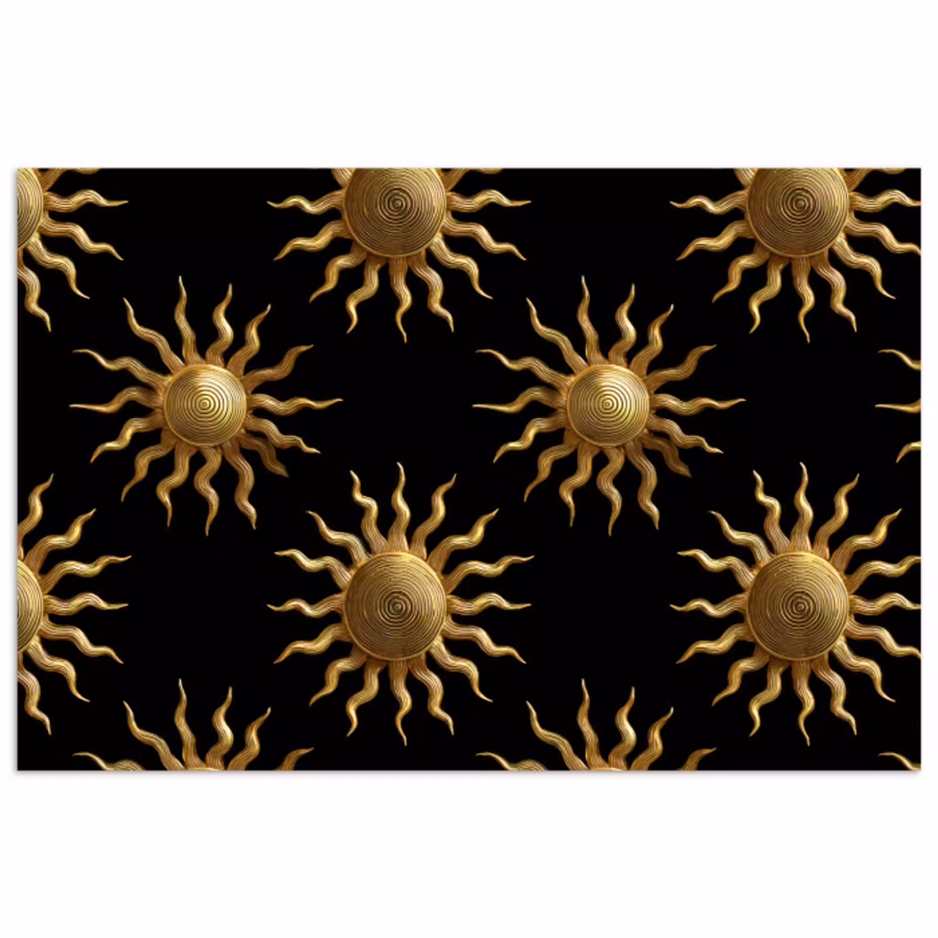 Zon - Patroon - Luxe - Goud - Zwart poster papier klein 62 -3d
