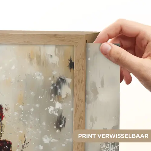 Sneeuwpop - Winter - Sneeuw - Beige Light Box met batterij (Wandlamp) middel -USP_websiteprintNL