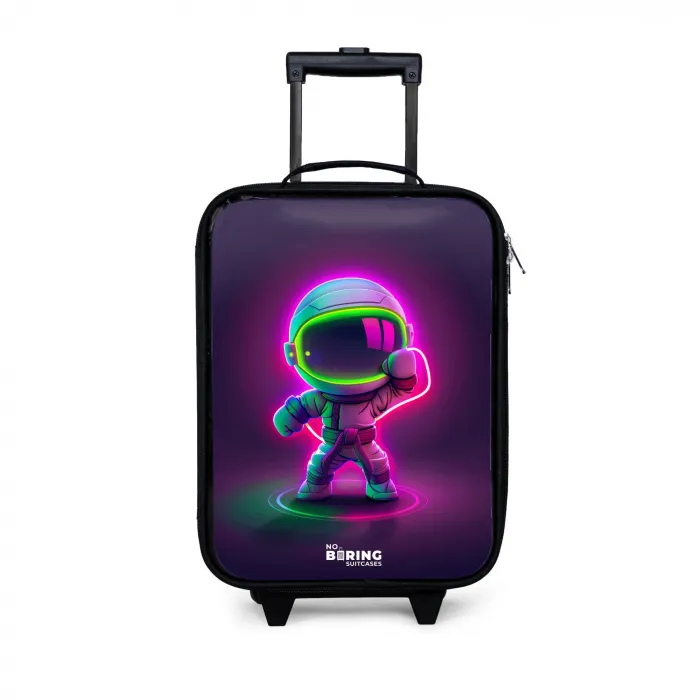 Space karate neon Kinderkoffer - Zwart klein -3d