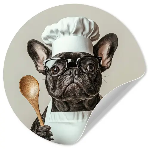 Bril - Hond - Kok Wandcirkel behangsticker klein -3d