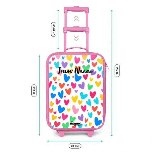 Gekleurde hartjes Kinderkoffer - Roze klein -productfoto_formaten