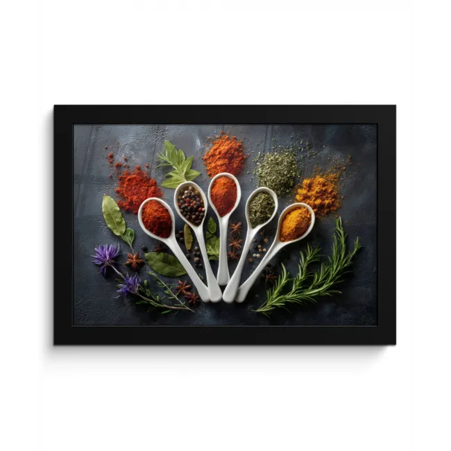 Lepels - Wit - Poeder - Kruiden fotolijst zwart zonder passe partout klein -3d