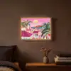 Stad - Roze - Palmbomen Light Box met batterij (Wandlamp) middel -sfeer4