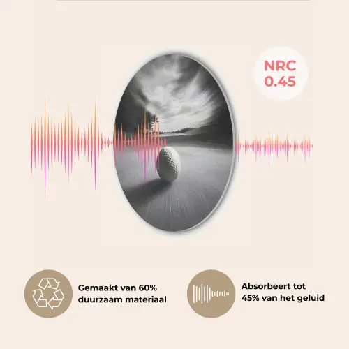 Golfbal - Wazig - Zwart Akoestische PET Vilt - Rond klein -USP_NL
